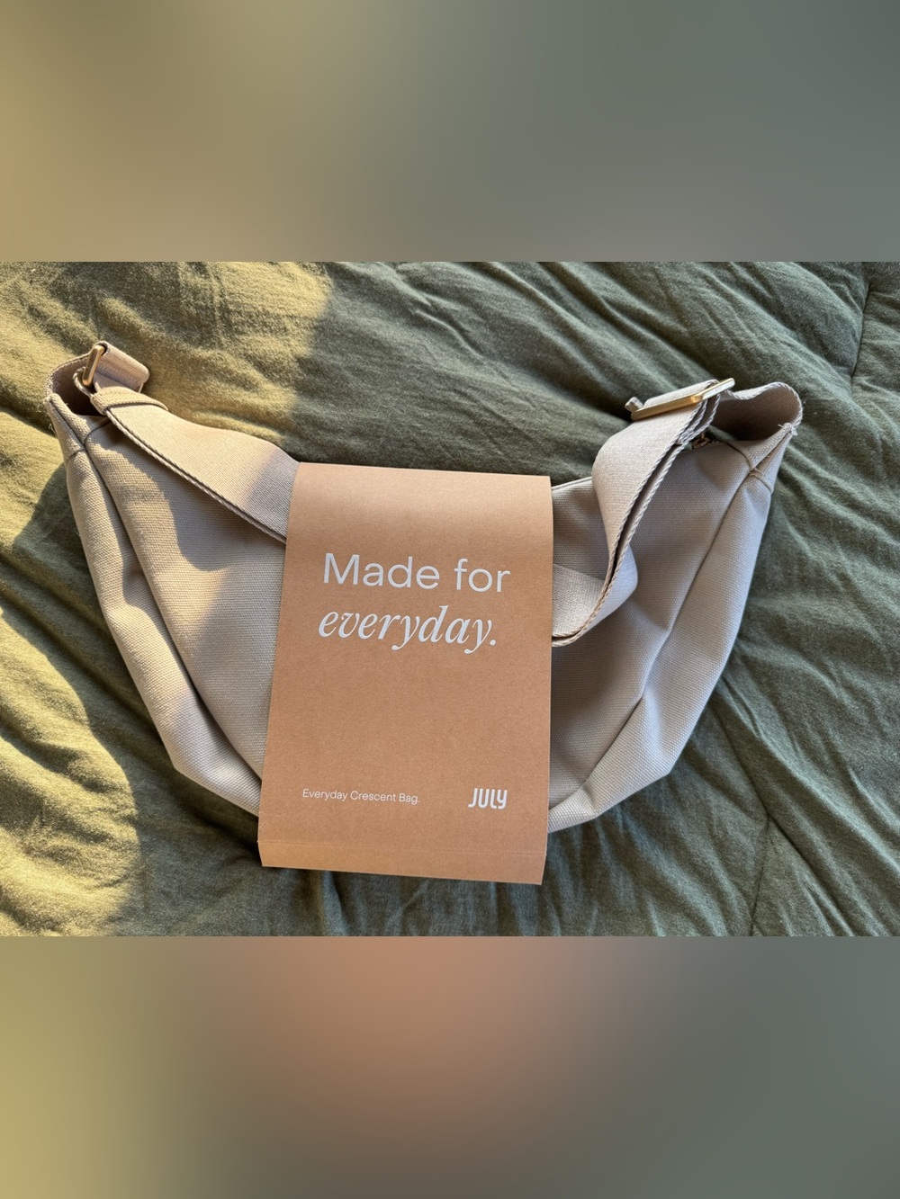 July Everyday Crescent Crossbody Bag in Beige